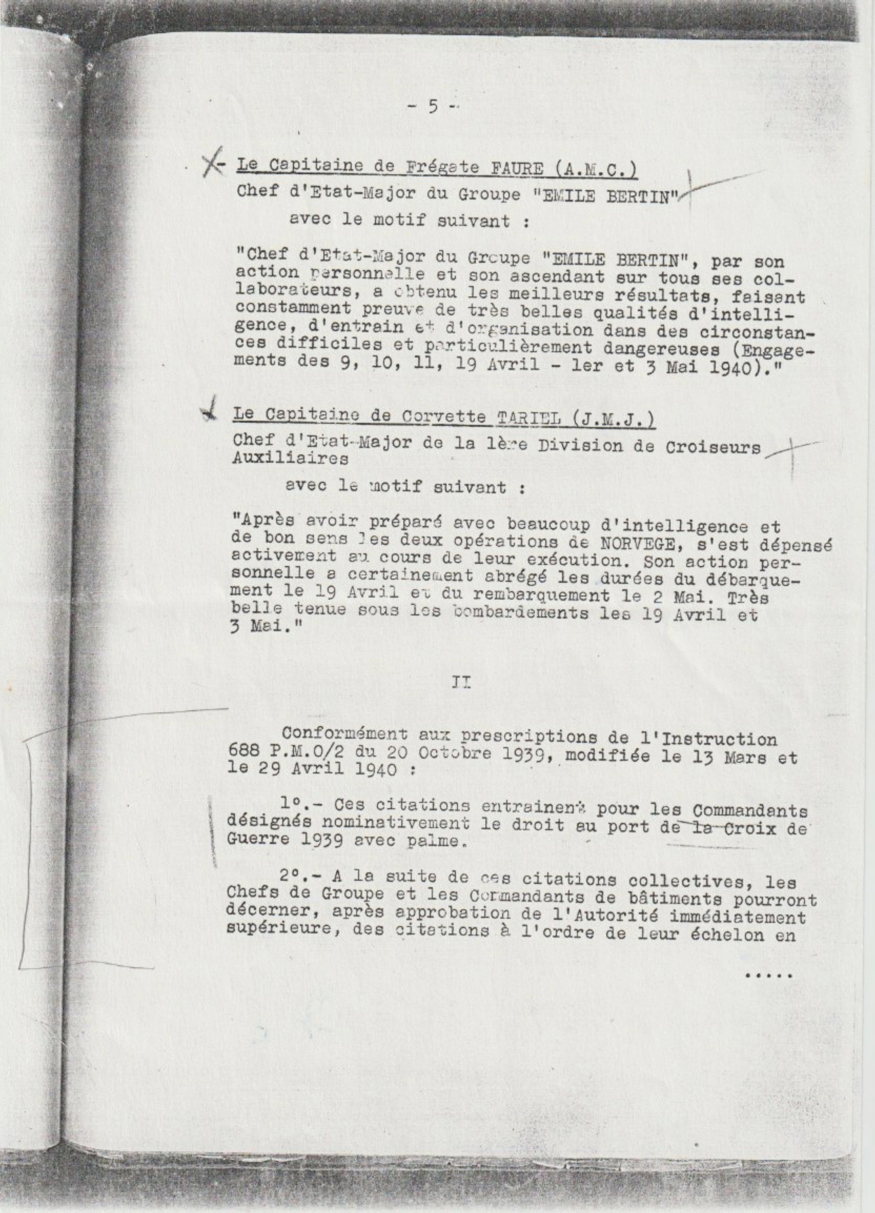 Citation du contre-torpilleur à l'ordre de l'armée de mer - 1940 — page 5