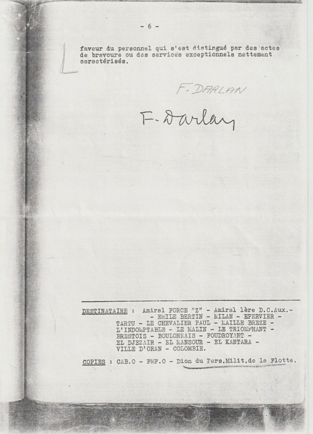 Citation du contre-torpilleur à l'ordre de l'armée de mer - 1940 — page 6