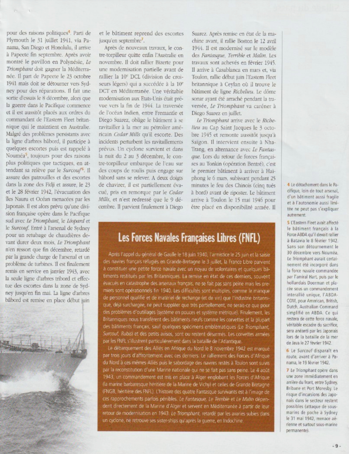 Le contre-torpilleur Le Triomphant - Période FNFL — page 6