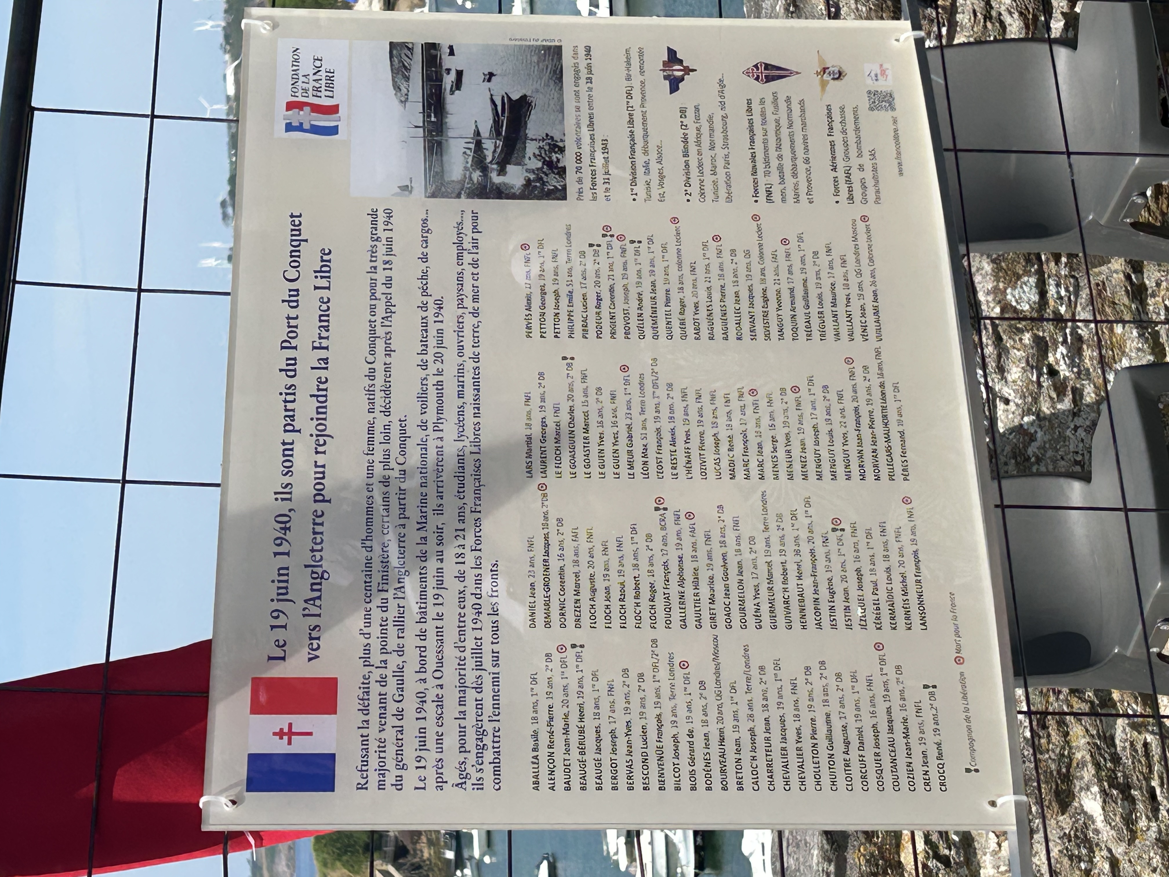 Hommage aux 107 pionniers de La France Libre au Conquet.